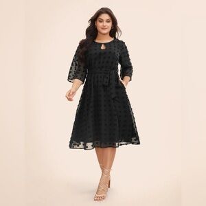 NWT Bloomchic Chiffon Jacquard Patchwork Mesh Midi Dress Size 12/L